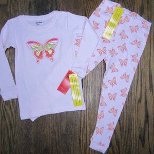 Toddler girls pink butterfly snug fit pajamas 3T